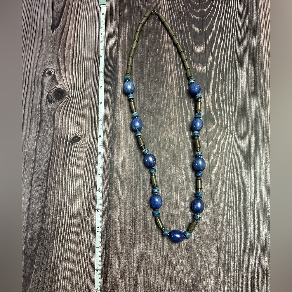 Blue and Black Beaded Necklace